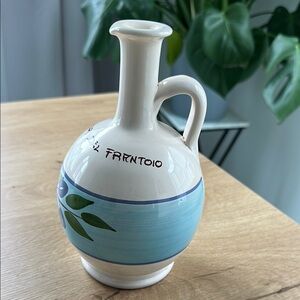 Fratelli Coli Ceramic Olive Oil Container - White and Blue Made in Italy